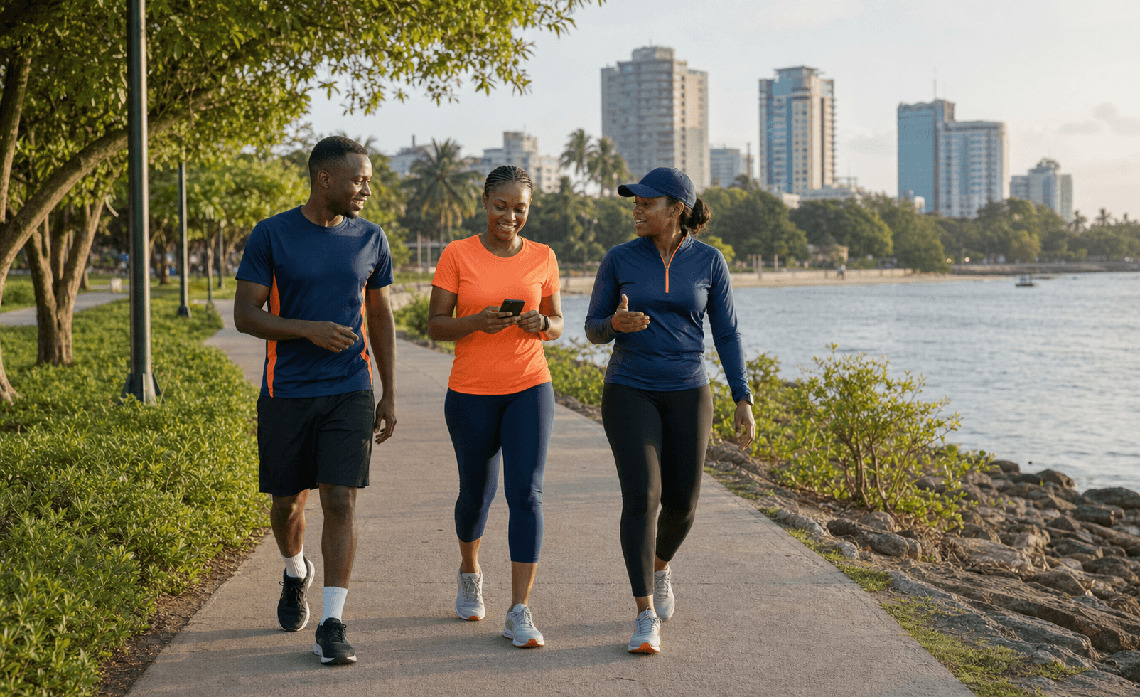 Friends in Tanzania building a healthy walking routine together